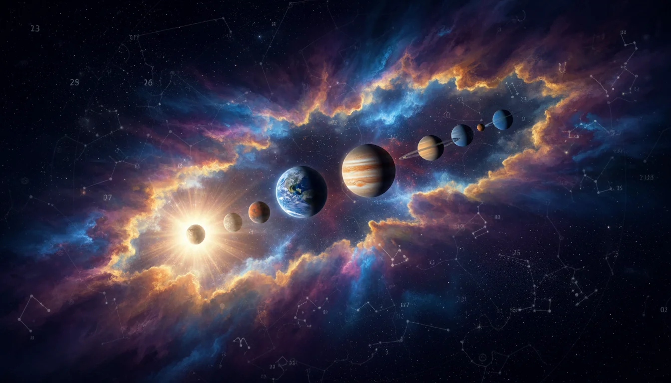 Planet Mercury in retrograde motion over an earthy Taurus-themed star field